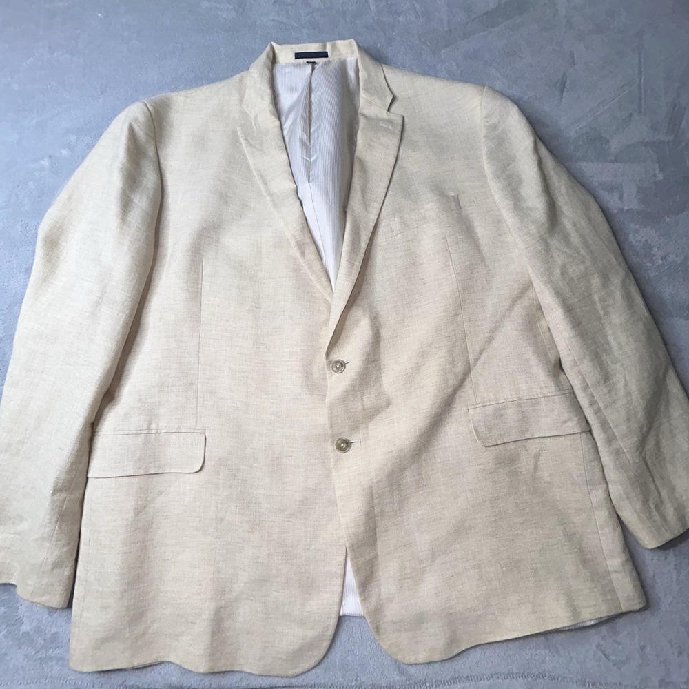 Jos A Bank 1905 Sport Coat 52L Beige Linen Wool Blend Blazer Two Button Jacket - Picture 3 of 14